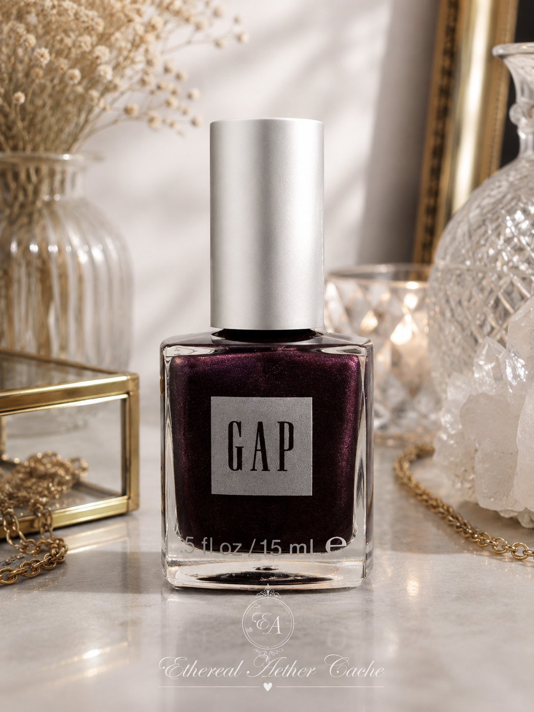 Vintage GAP Nail Polish Revolution Full Bottle Rare Burgundy Plum Shimmer 1E7A