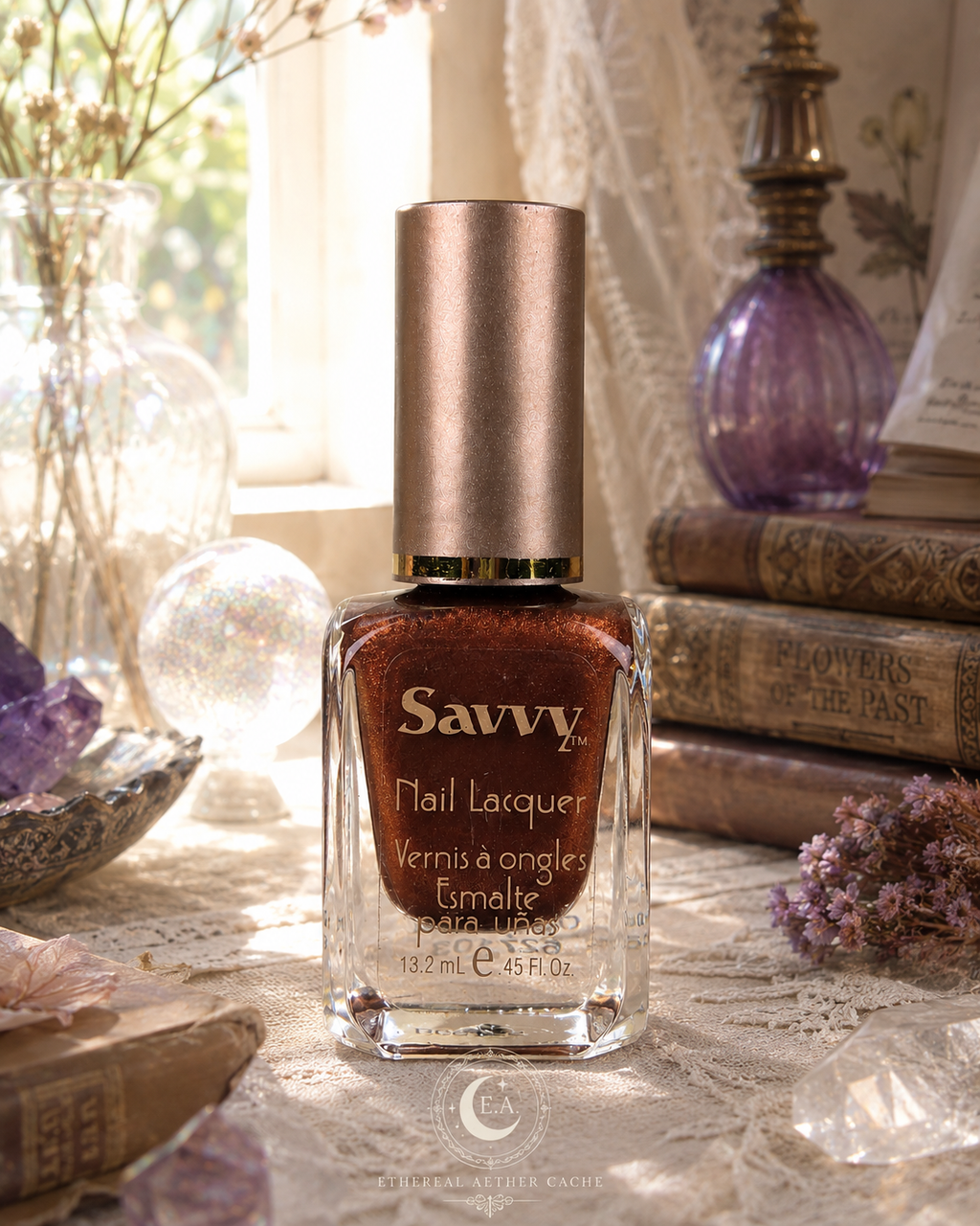 Savvy Nail Lacquer Chocolate Mint Copper Bronze Shimmer Nail Polish .45 oz Vintage