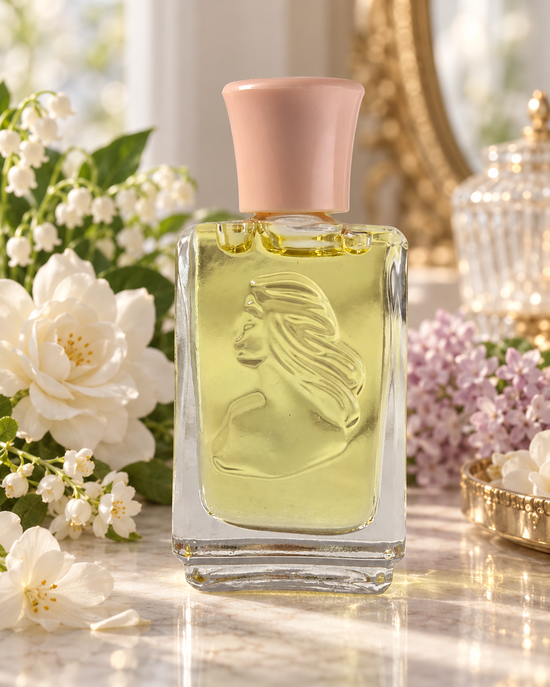 Vintage White Shoulders Parfum 0.25 oz 7.5 mL Pink Cap Embossed Glass Bottle