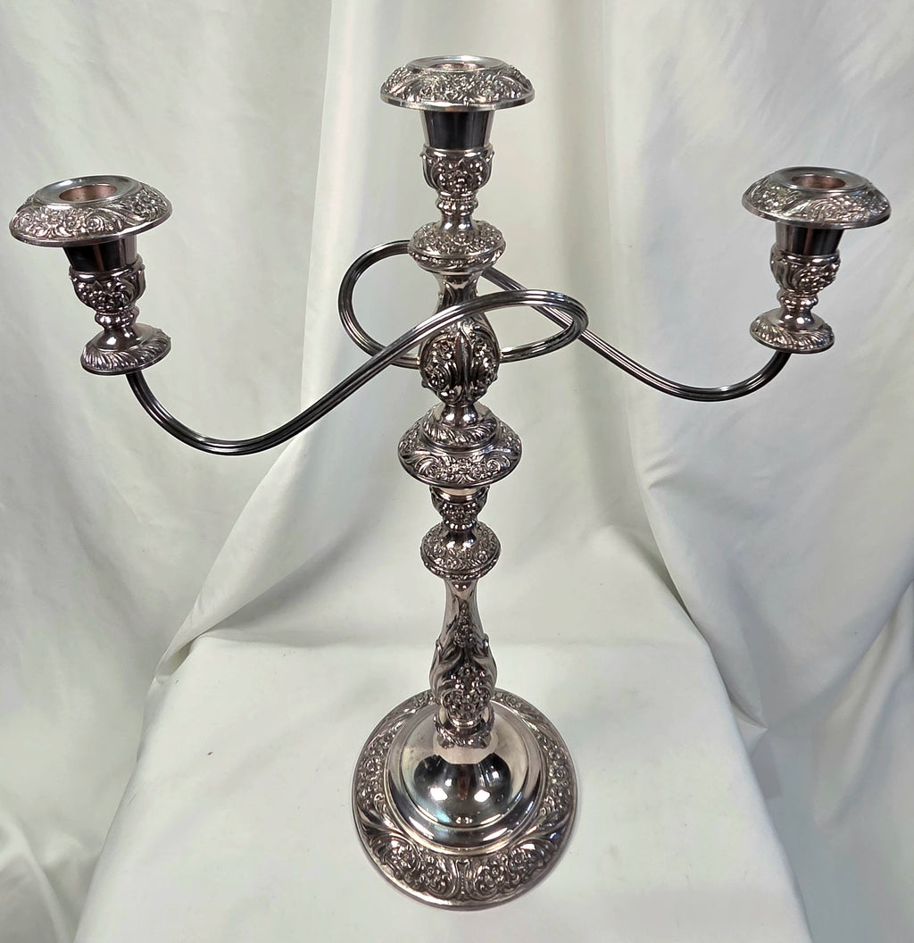 1847 Rogers Bros Silverplate 3-Arm Candelabra – Ornate Vintage Table Centerpiece