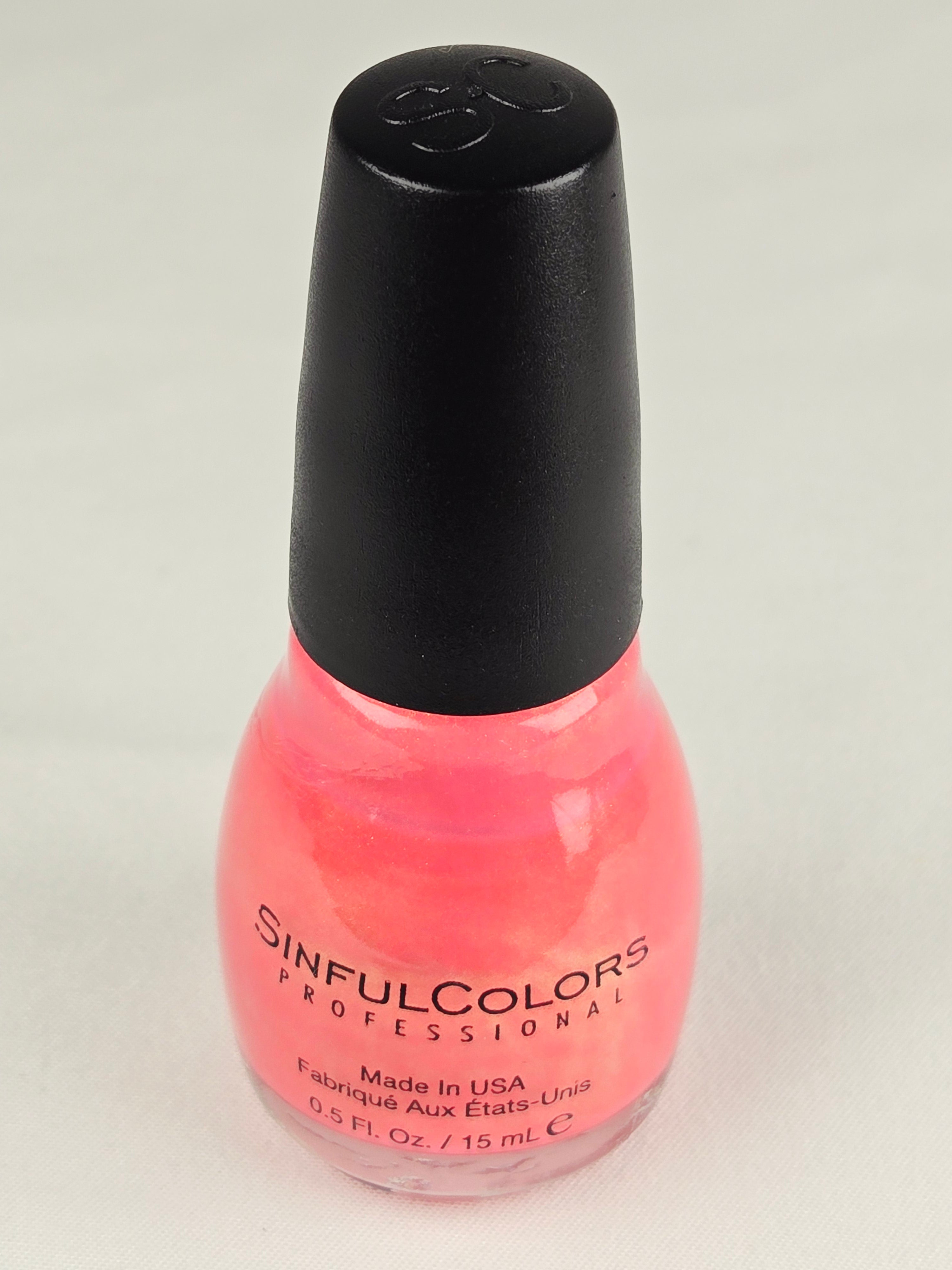 SinfulColors Cream Pink 152 Nail Polish – Coral Pink with Gold Shimmer, Full Size 0.5 oz