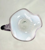 Fenton Hand Blown Hand Painted Lavender Floral Art Glass Pitcher Vase USA Signed Vintage