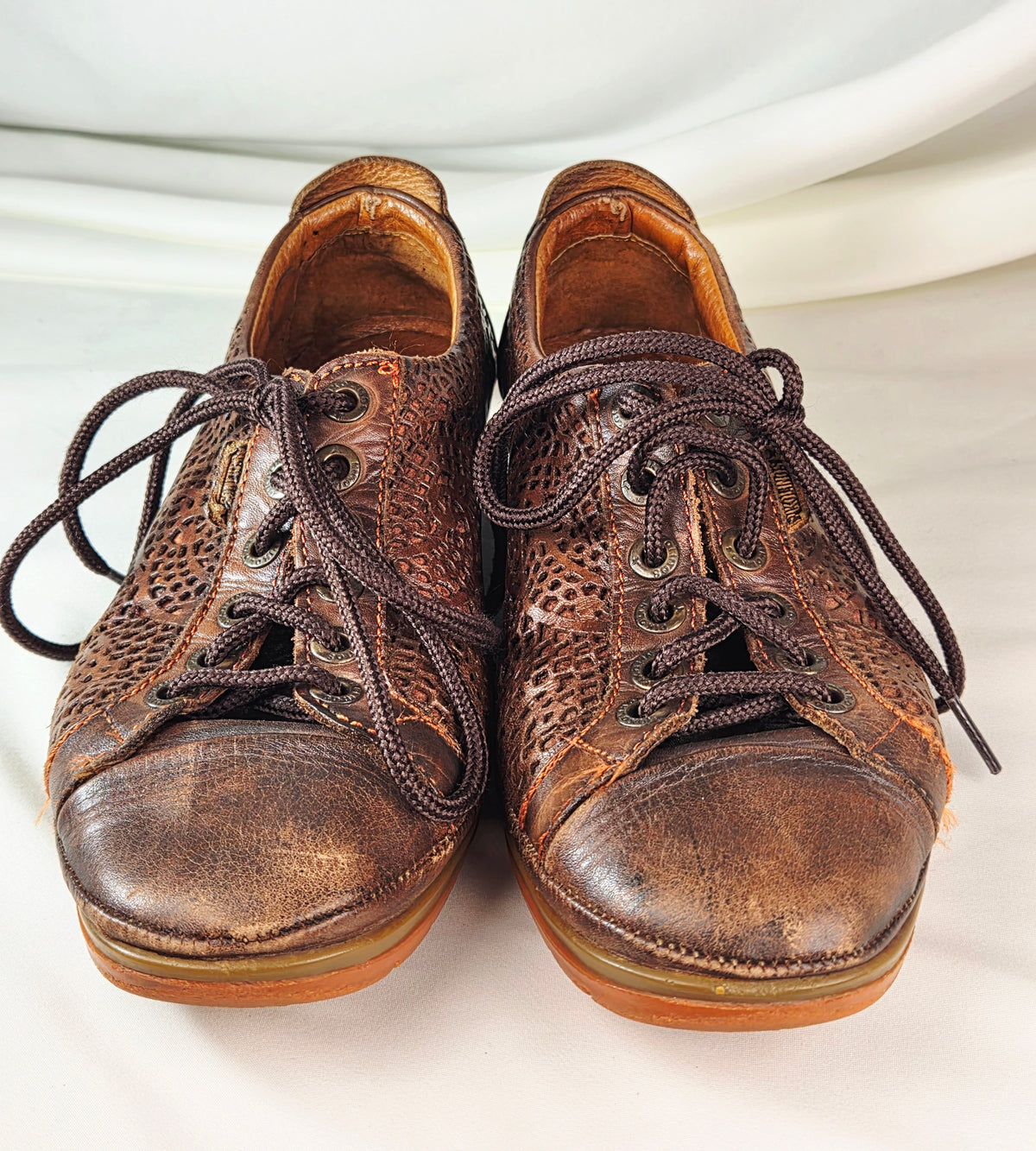 Pikolinos Brown Leather Laser Cut Lace Up Shoes EU 36 Artisan Comfort Oxfords