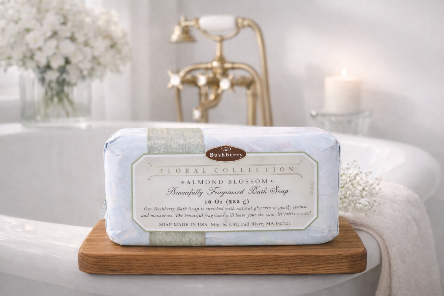 Bushberry Floral Collection Almond Blossom Bath Soap – 10 oz | Made in USA