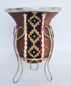 Traditional Yerba Mate Gourd Cup with Metal Stand – Rustic Mate Tea Vessel