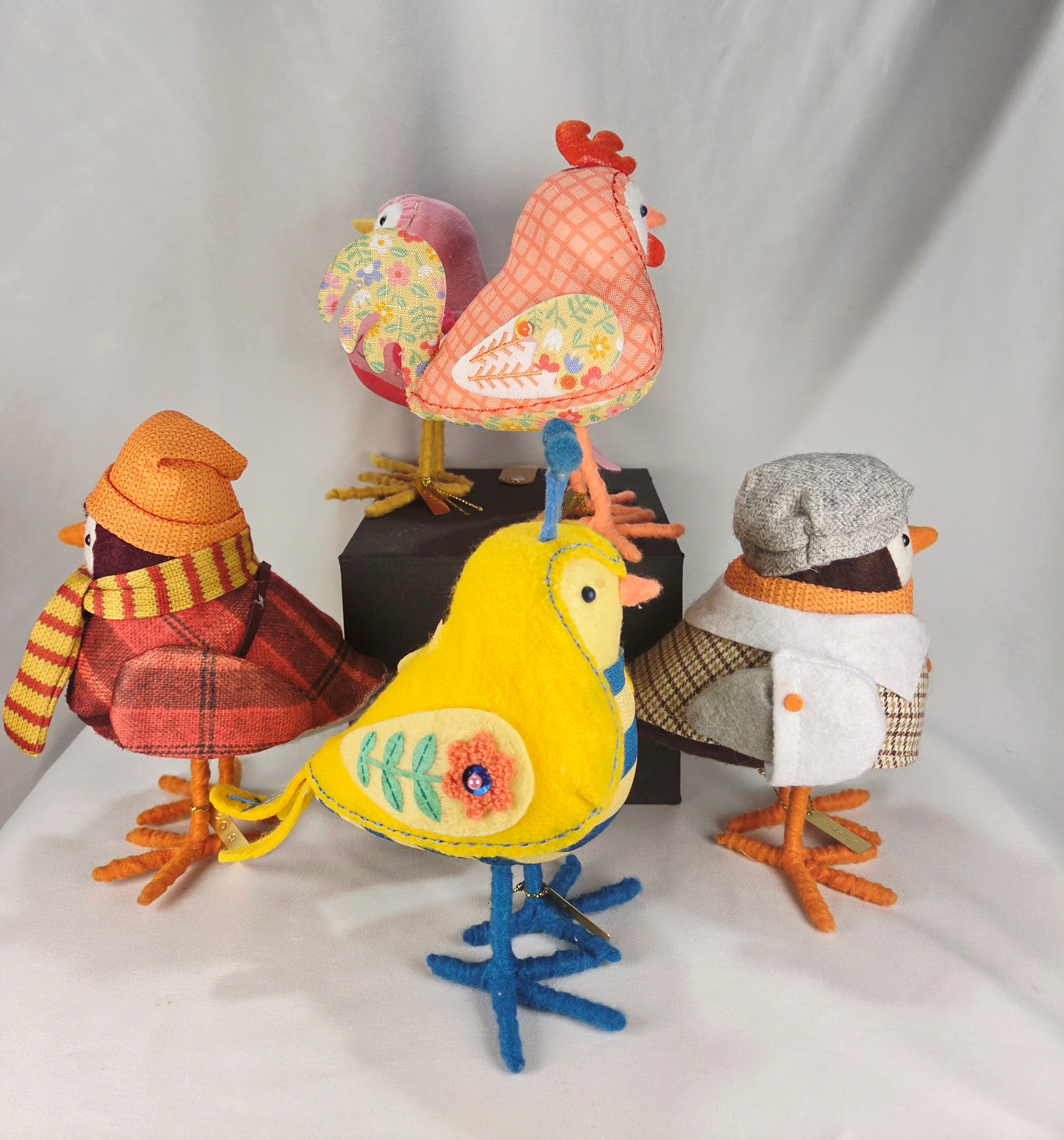Spritz Birds Set of 5 Beezy Saffron Wheatly Blossom Coopster Plush Decor Collection