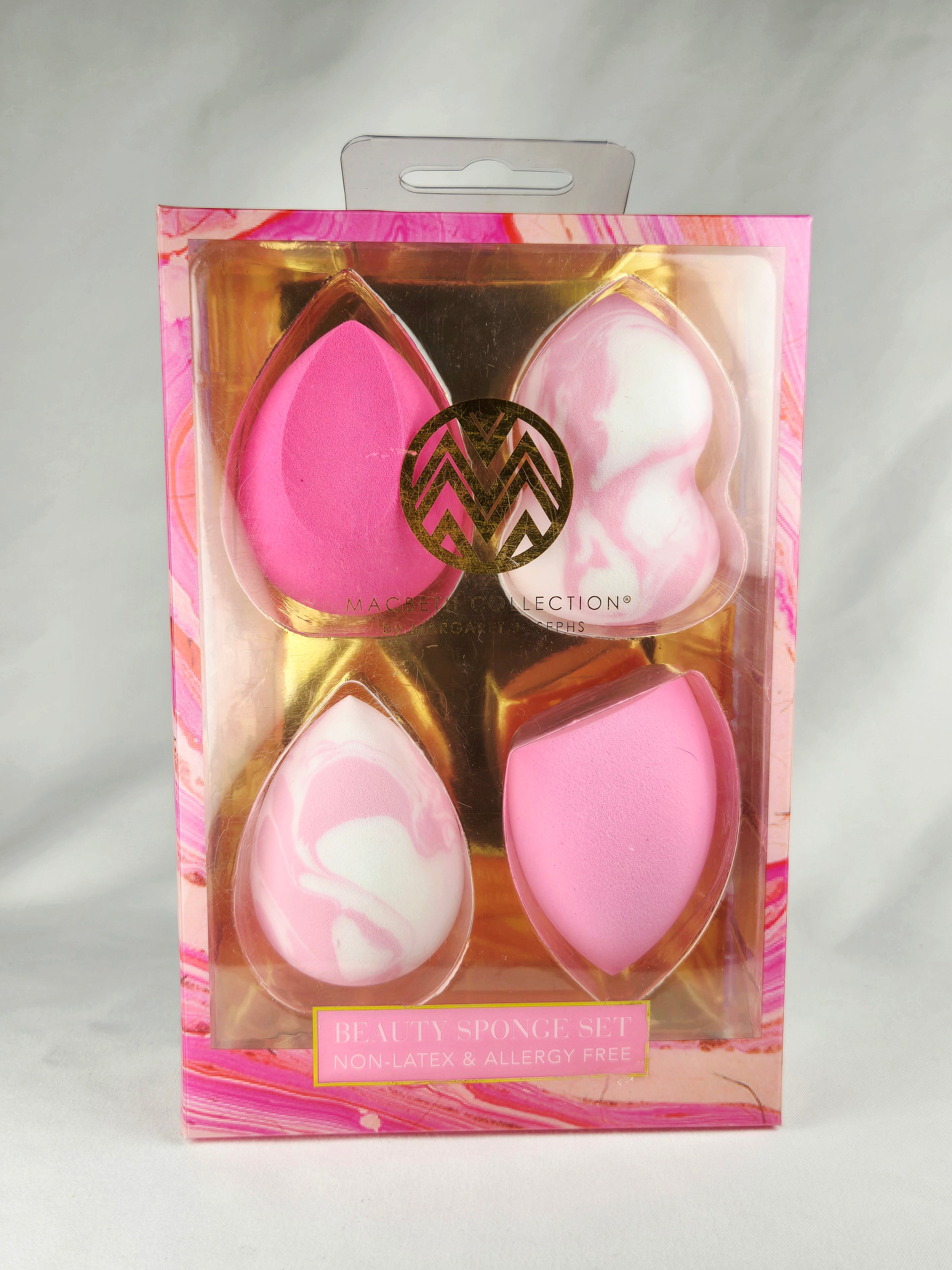 Macbeth Collection Pink Beauty Sponge Set | Non-Latex Makeup Blenders | 4-Piece