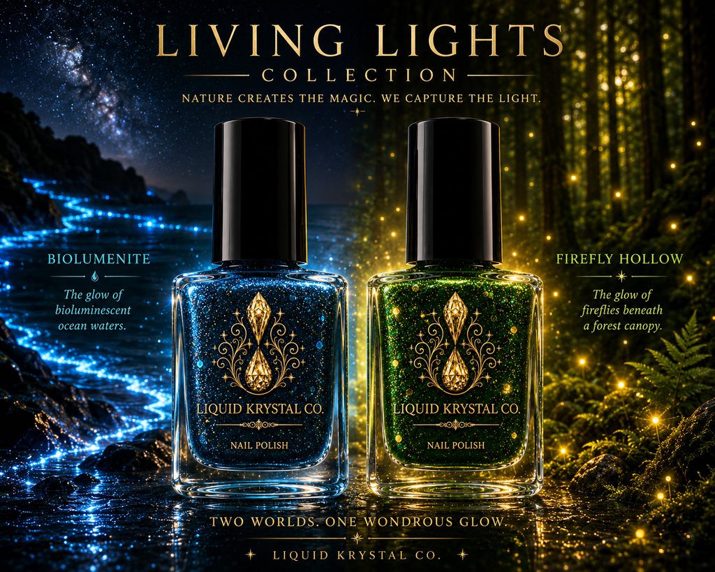 Prototype 2027 – NOT FOR SALE | Living Lights Collection | Biolumenite & Firefly Hollow Glow Nail Polish Duo Set
