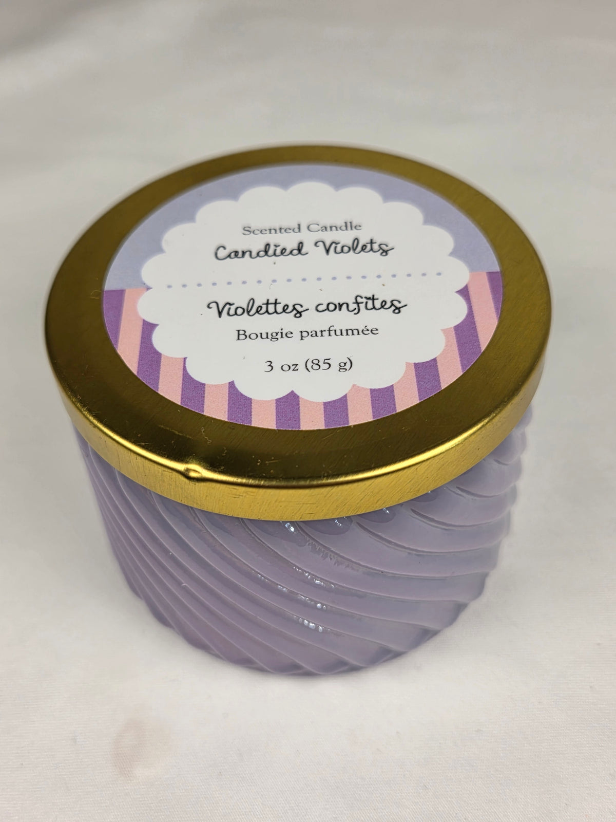 Candied Violets Scented Candle 3 oz Purple Glass Jar Floral Violet Fragrance