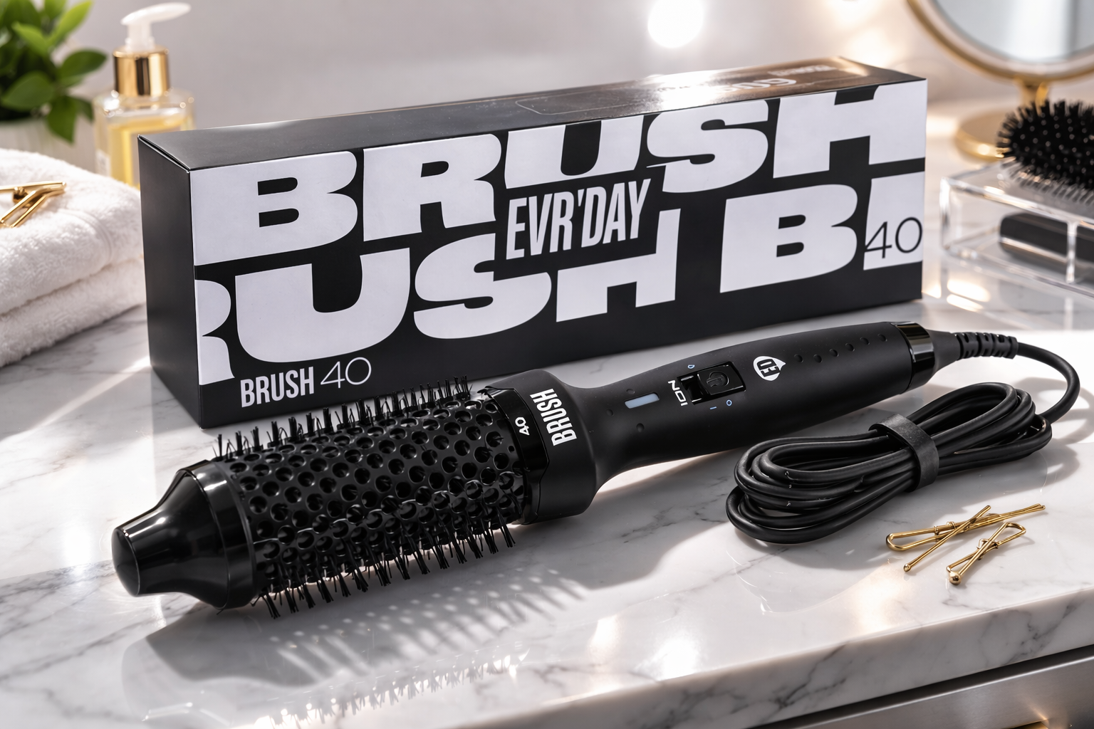 EVR’DAY Brush Ionic Hot Air Brush 40mm Round Blow Dryer Brush- Hair Styling Tool Macadamia Oil, Argan Oil & Keratin Infused