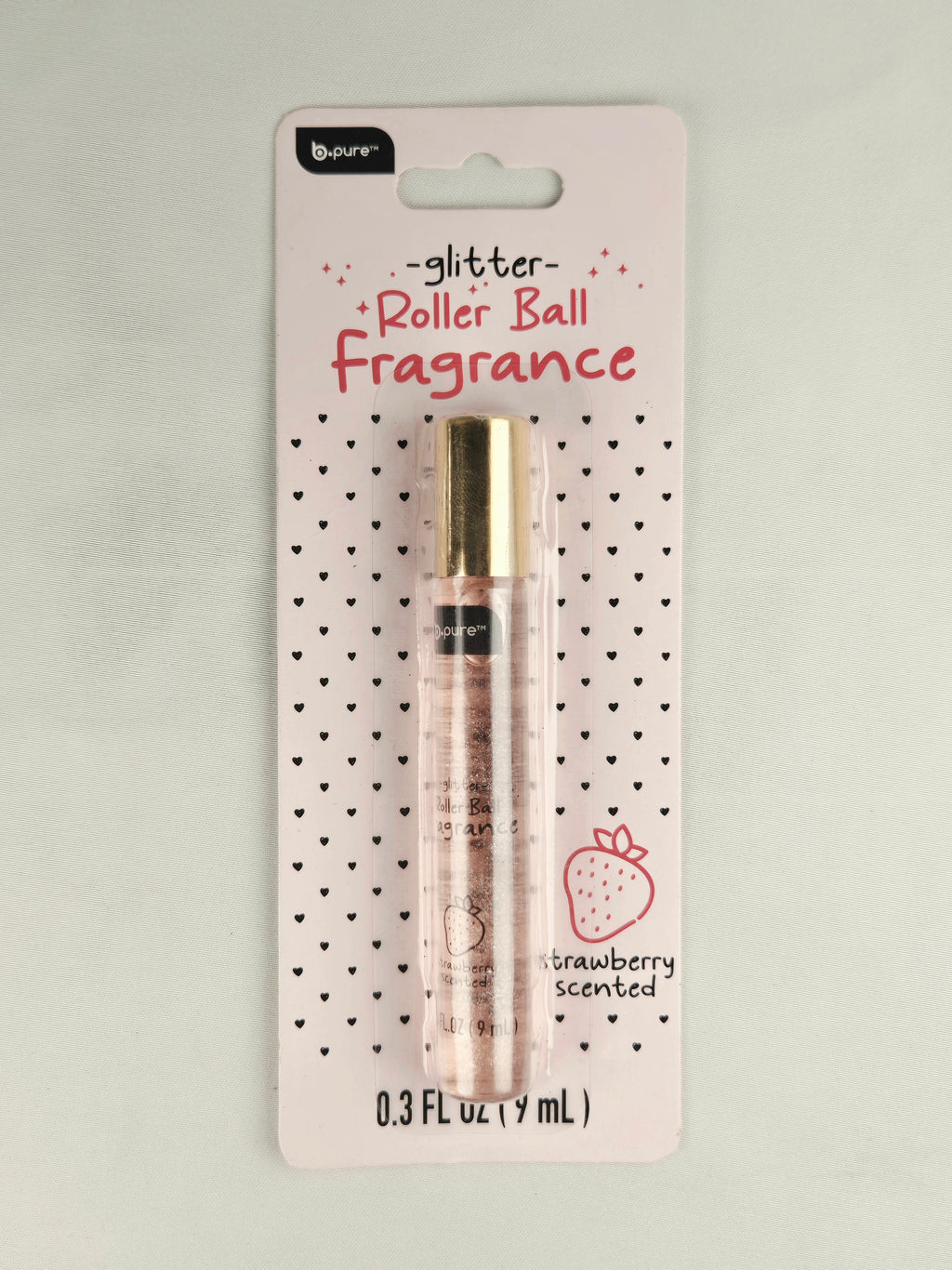 b•pure Glitter Roller Ball Fragrance | Strawberry Sugar Sparkle — Strawberry Scented Shimmer Perfume Oil | Travel Size