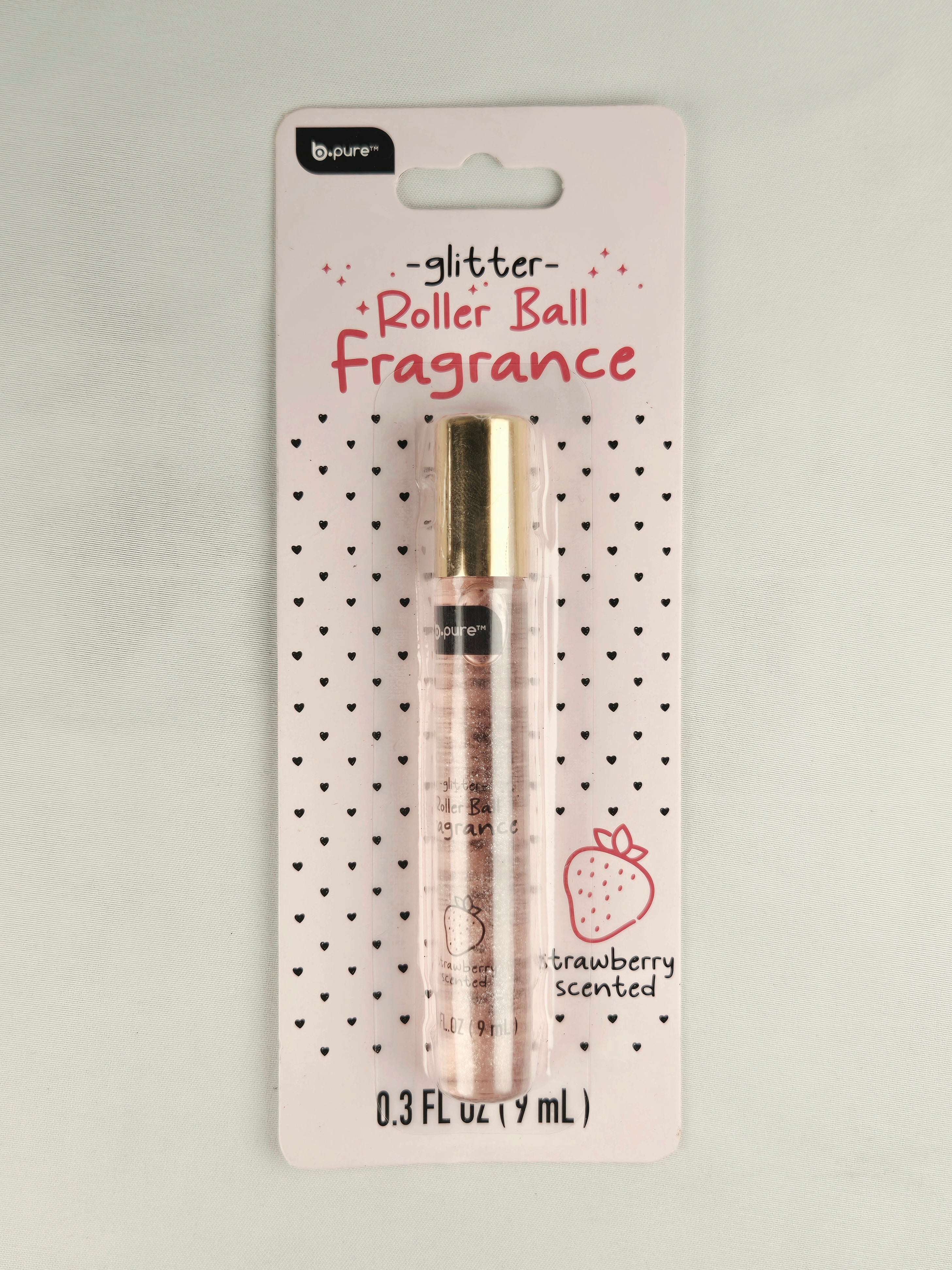 b•pure Glitter Roller Ball Fragrance | Strawberry Sugar Sparkle — Strawberry Scented Shimmer Perfume Oil | Travel Size