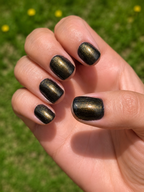 Liquid Krystal Co. Gilded Raven Black Gold Nail Polish | Charcoal Black Shimmer | Handmade Indie Nail Lacquer Prototype