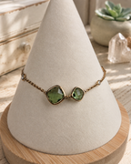 Crislu CC 925 Green Crystal Gold Vermeil Sterling Silver Station Bracelet