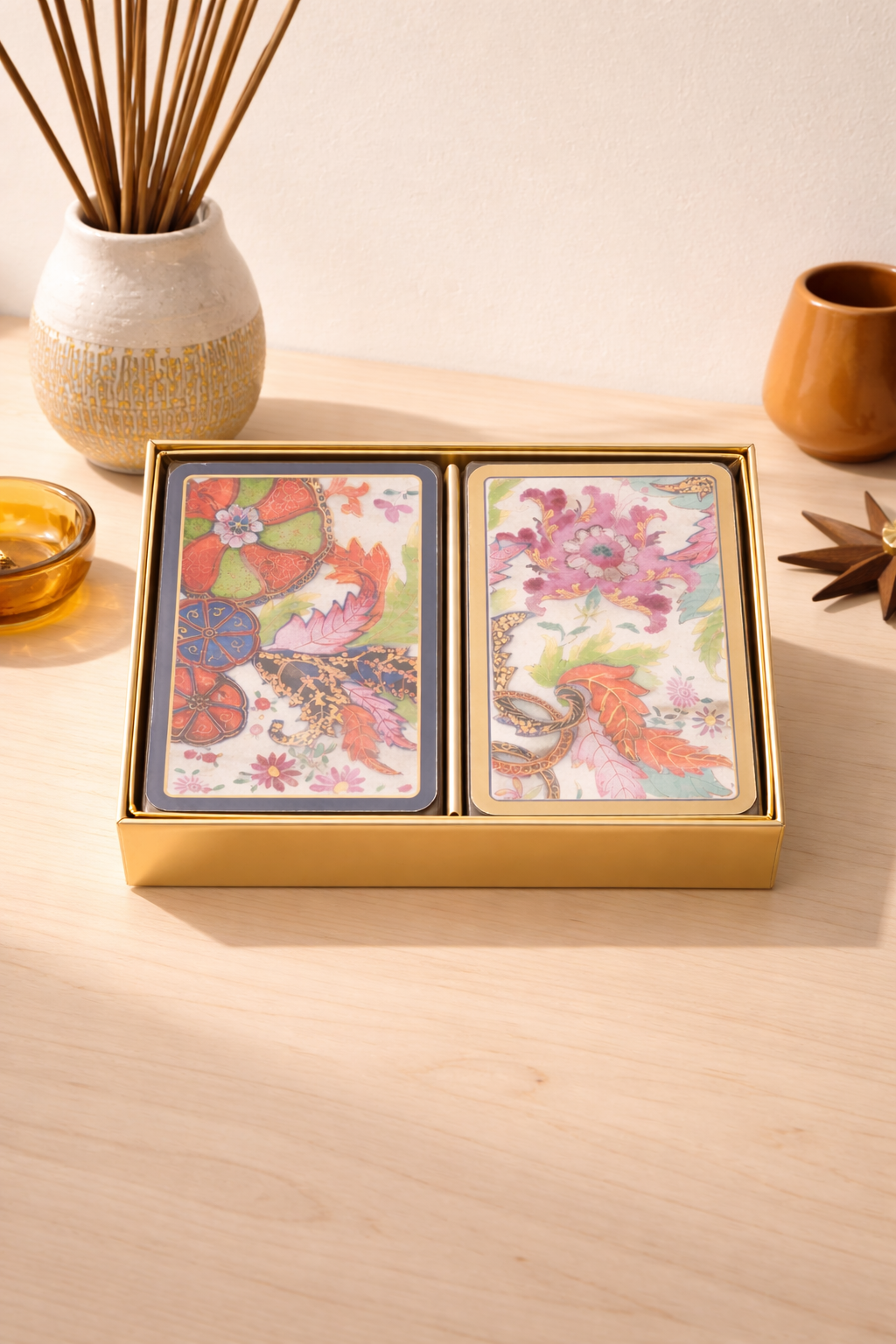 Caspari Vintage Williamsburg Tobacco Leaf Bridge Card Set – Sealed Double Deck