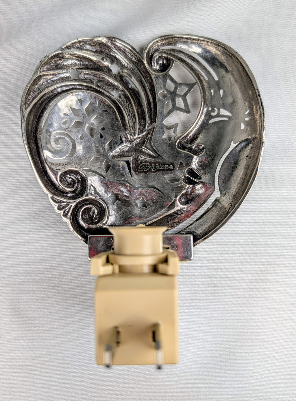 Brighton Vintage Celestial Moon & Stars Night Light – Rare Retired Design Silver Tone Plug-In Lamp