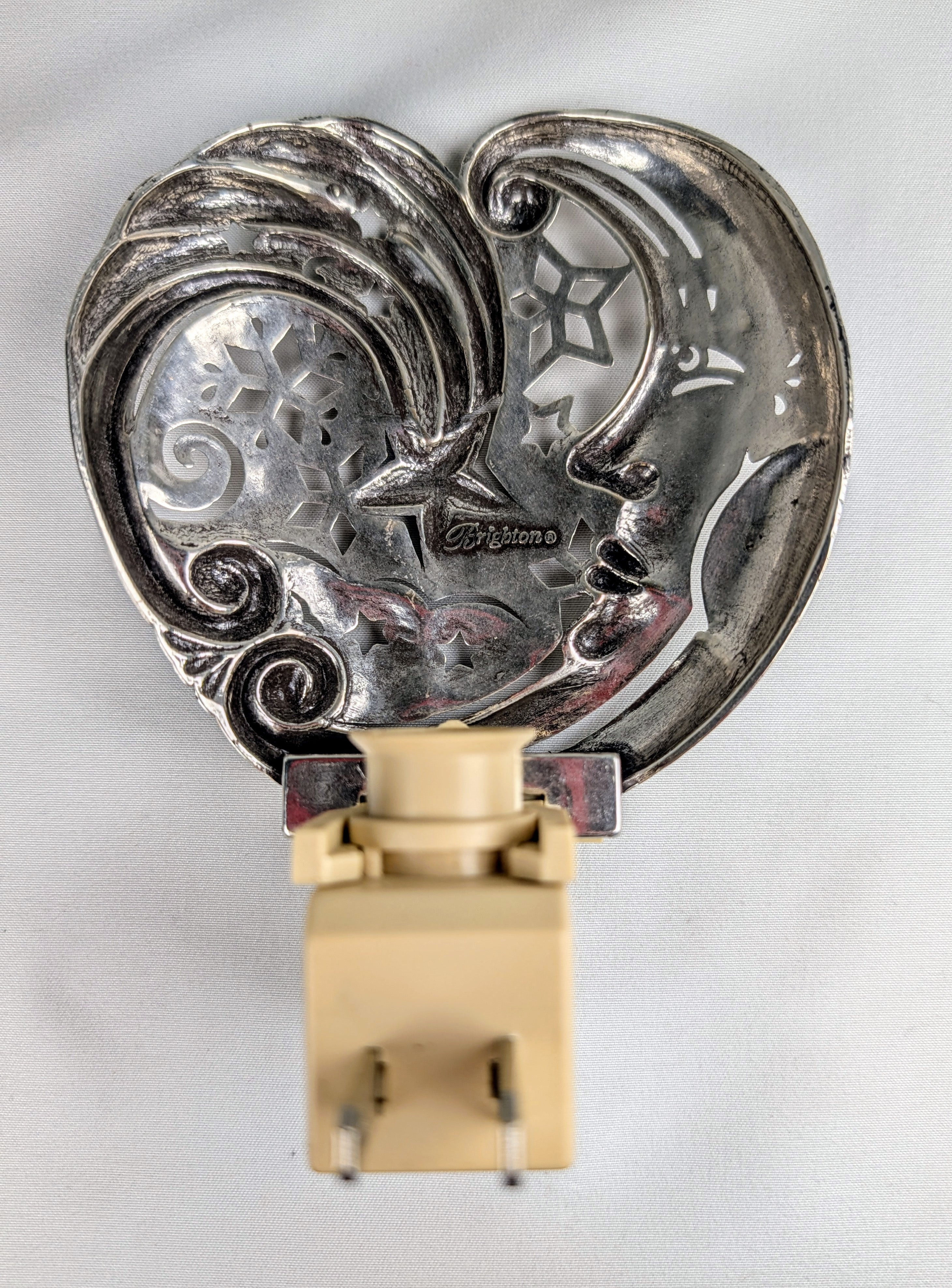 Brighton Vintage Celestial Moon & Stars Night Light – Rare Retired Design Silver Tone Plug-In Lamp