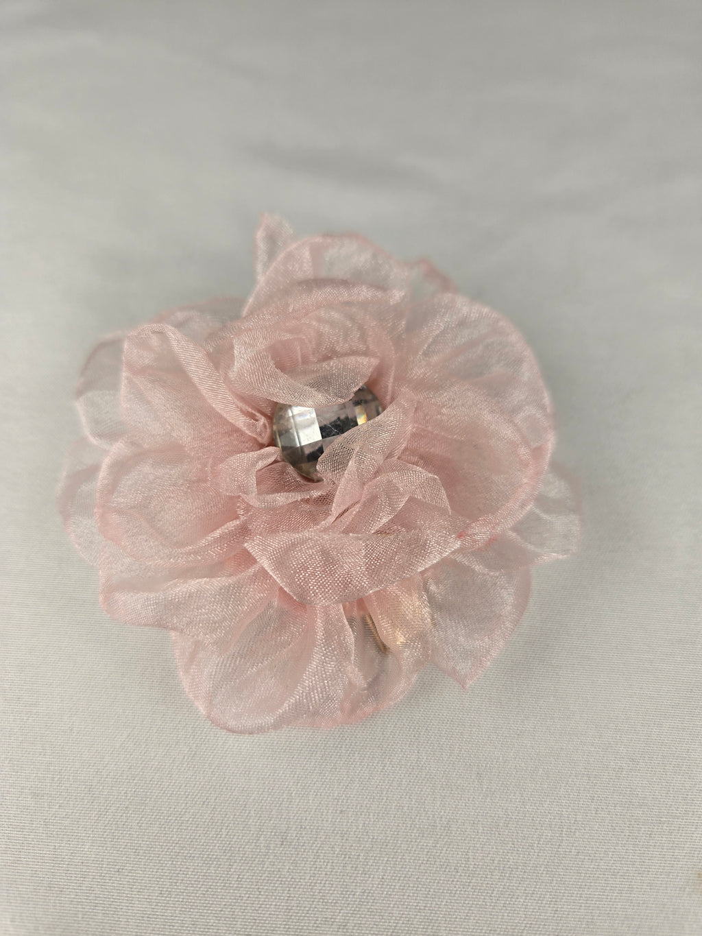 🎁 Present Pile Add-On | $25+ Order                       Pink Organza Flower Hair Clip Sheer Fabric Floral Barrette Gold Tone Clip