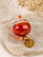 Vintage Amber Orange Galileo Thermometer Float Handblown Glass 80 Degree Orb