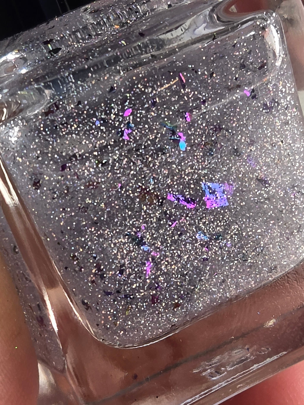 Aetherdust – Silver Holographic Nail Polish with Multichrome Chameleon Flakes | Sheer Buildable Indie Lacquer - Liquid Krystal Co