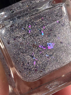 Aetherdust – Silver Holographic Nail Polish with Multichrome Chameleon Flakes | Sheer Buildable Indie Lacquer - Liquid Krystal Co