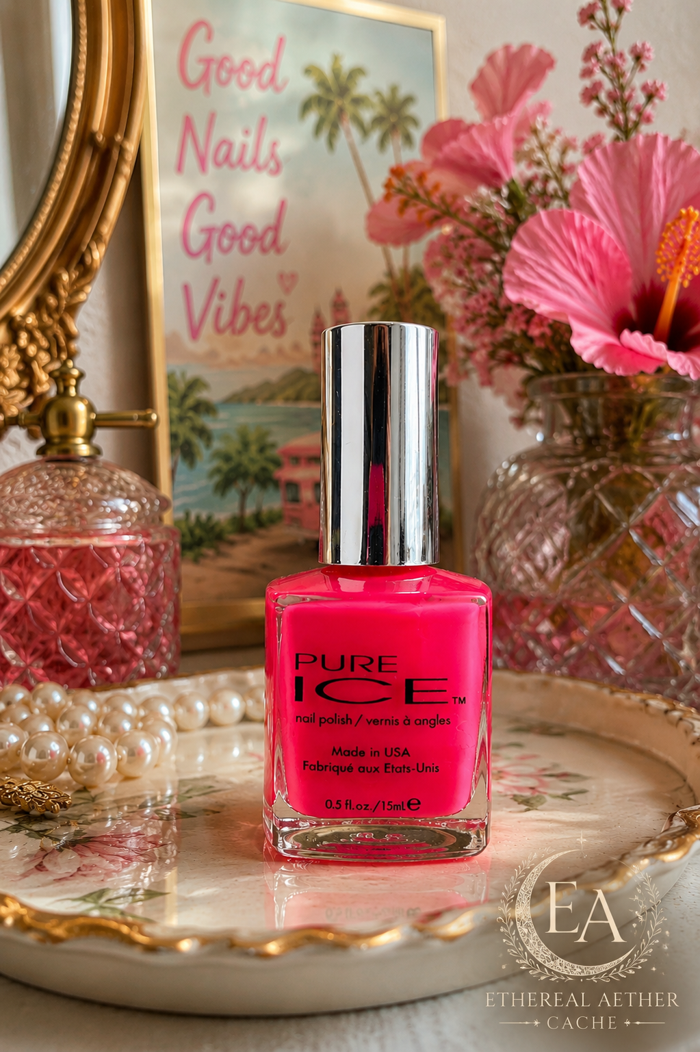 Pure Ice Flirt Alert Nail Polish 0.5 oz Bright Neon Pink Nail Lacquer Y2K Beauty