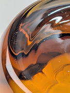 Amber Scandinavian Art Glass Vase Heavy Clear & Honey Glass Modern Decor