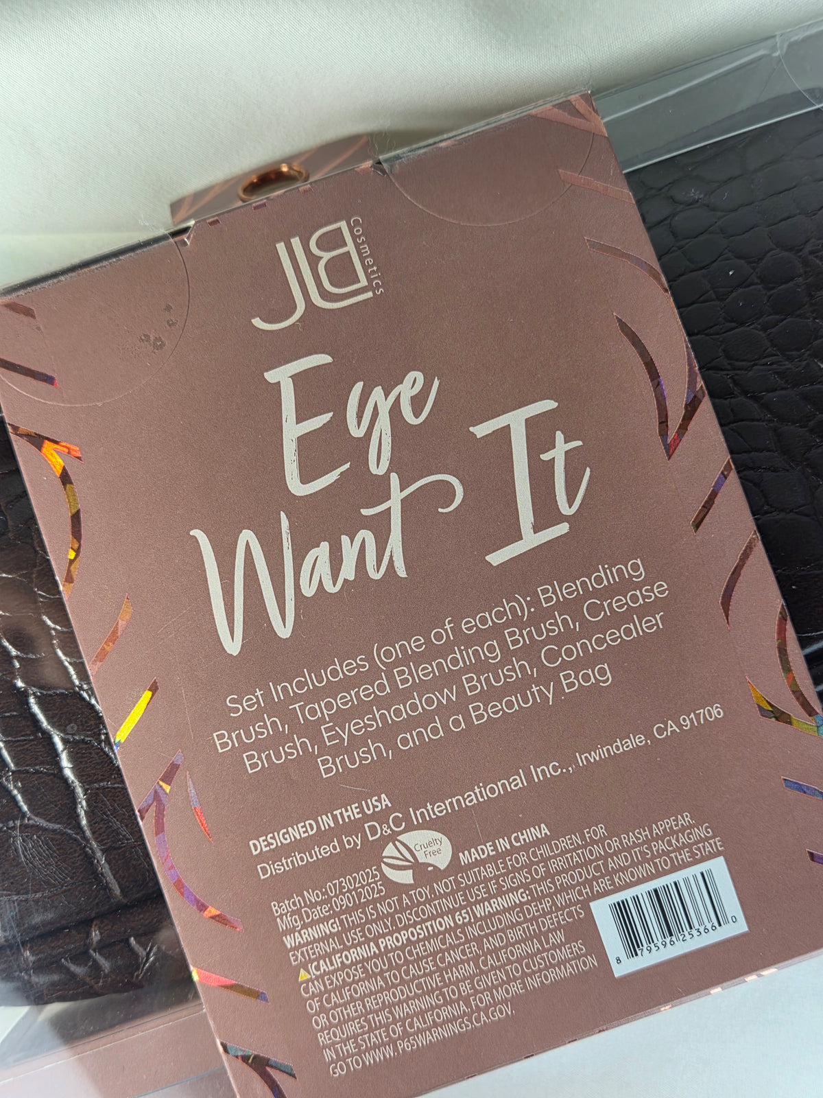 JLB Cosmetics Eye Want It 5 Piece Eye Makeup Brush Set with Beauty Bag New