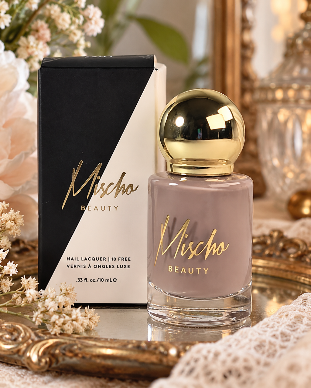 Mischo Beauty Unbroken Nail Polish 10-Free Dusty Lavender Mauve Greige 10 mL