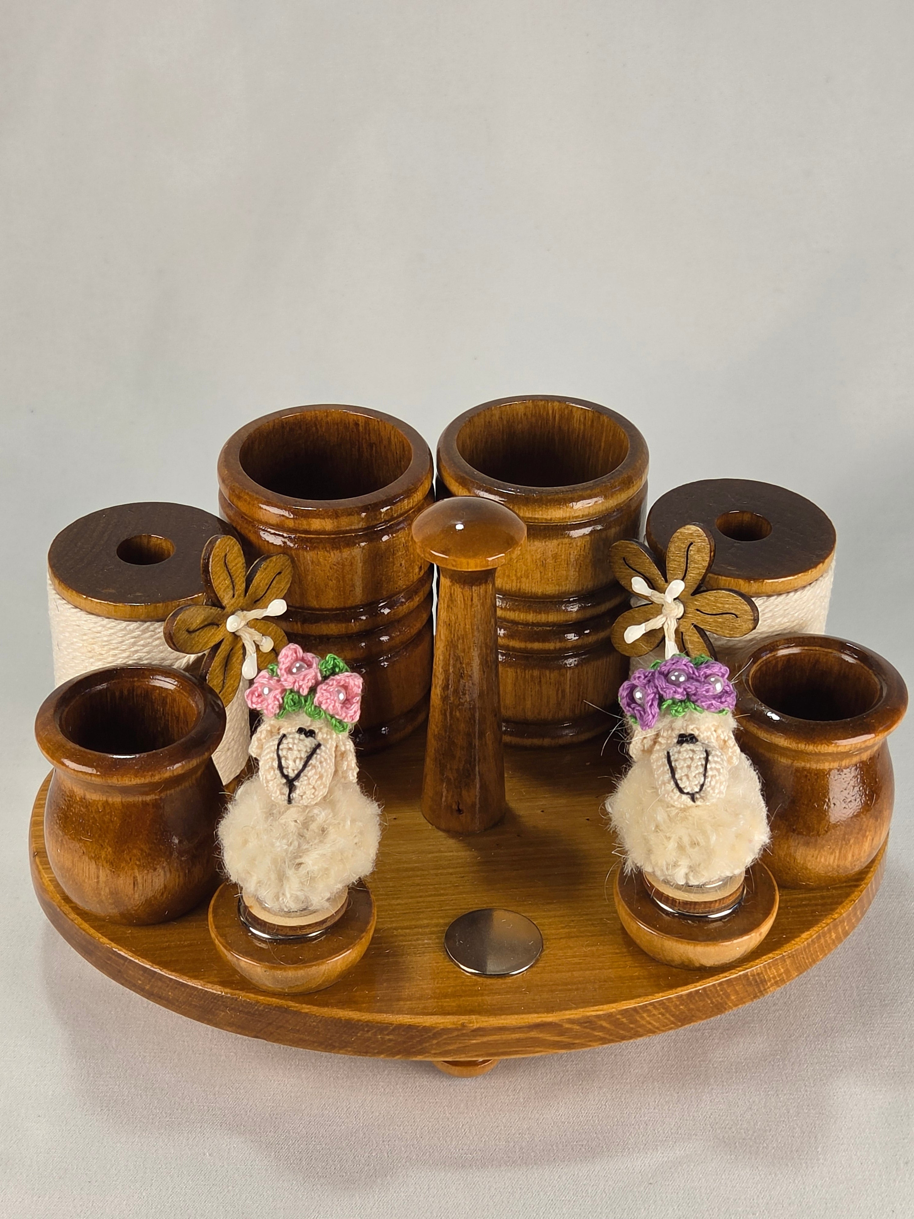 Just Wood Sheep Organizer Caddy Rotating Needlework Station