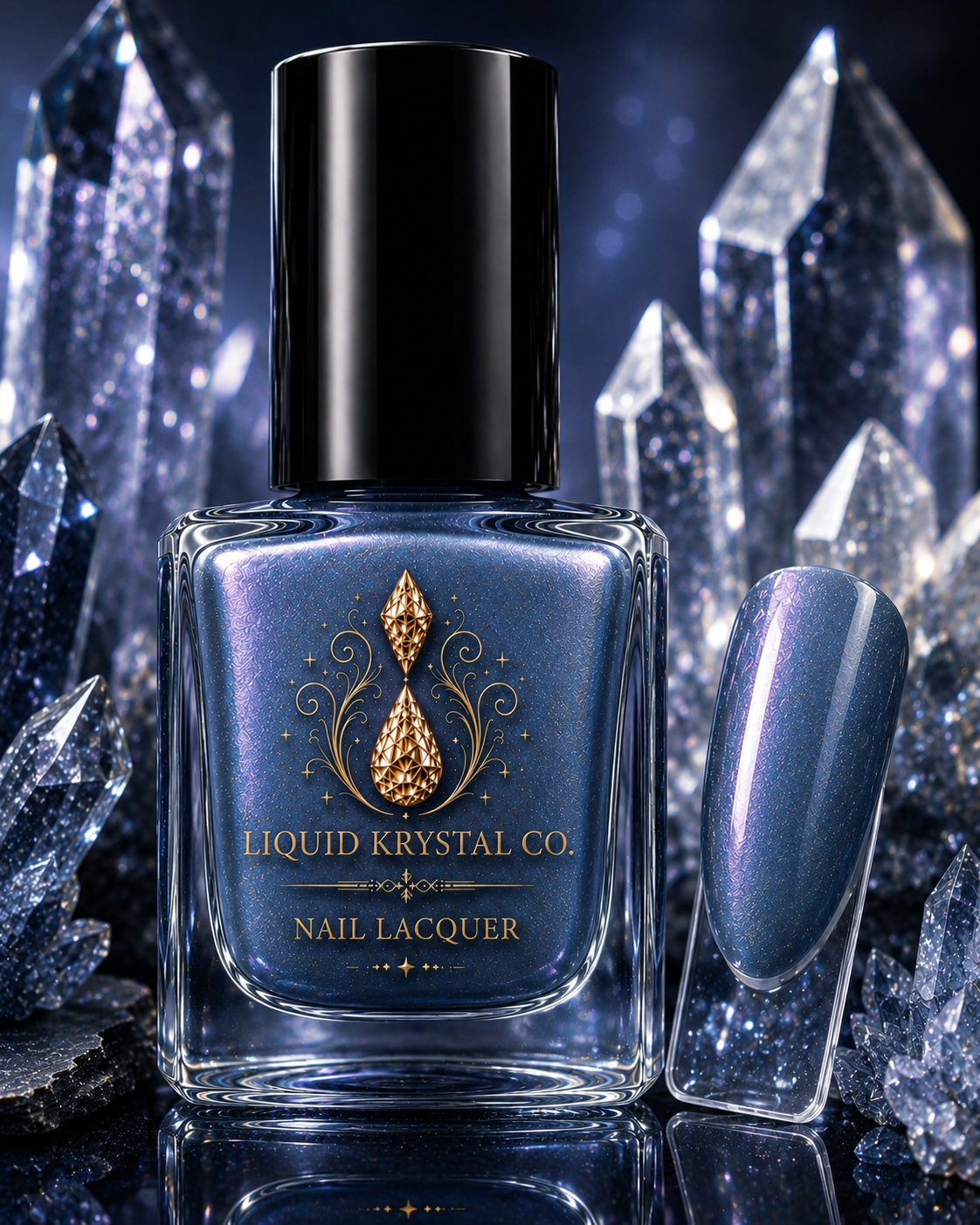 Moonquarry Prototype Slate Blue Base White Frosty Shimmer Nail Lacquer Liquid Krystal Co.