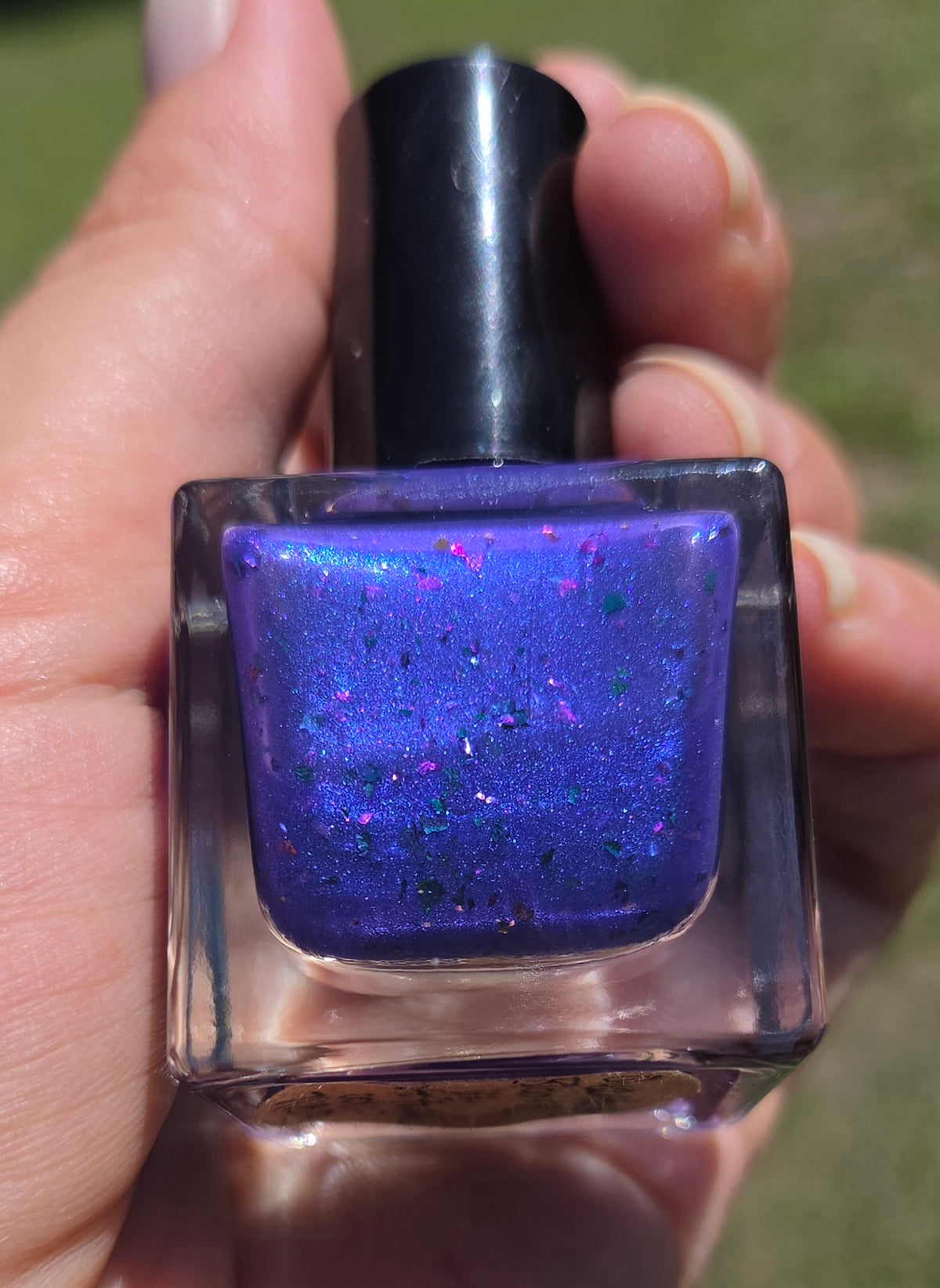 Quantum Bloom — Violet Blue Nail Lacquer with Aurora Flakes & Celestial Shimmer | Liquid Krystal Co Handmade Indie Nail Polish