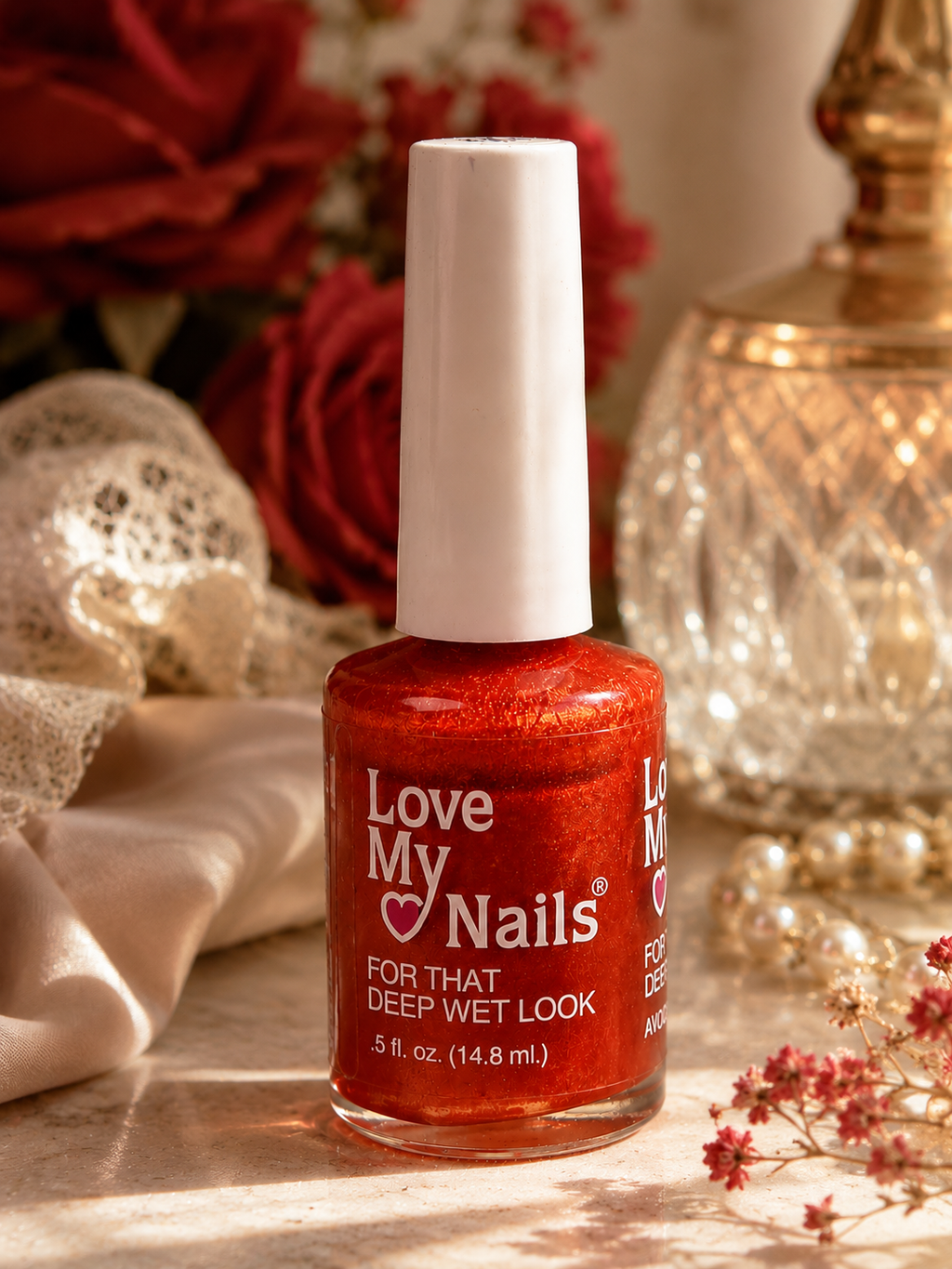 Love My Nails Hot Tamale 1548 Orange Shimmer Nail Polish Vintage 