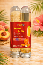 The Spathecary Peach Bellini Hydrating Bath Salt & Body Wash Set Hyaluronic Acid Ceramides Orange Blossom Travel Spa Duo