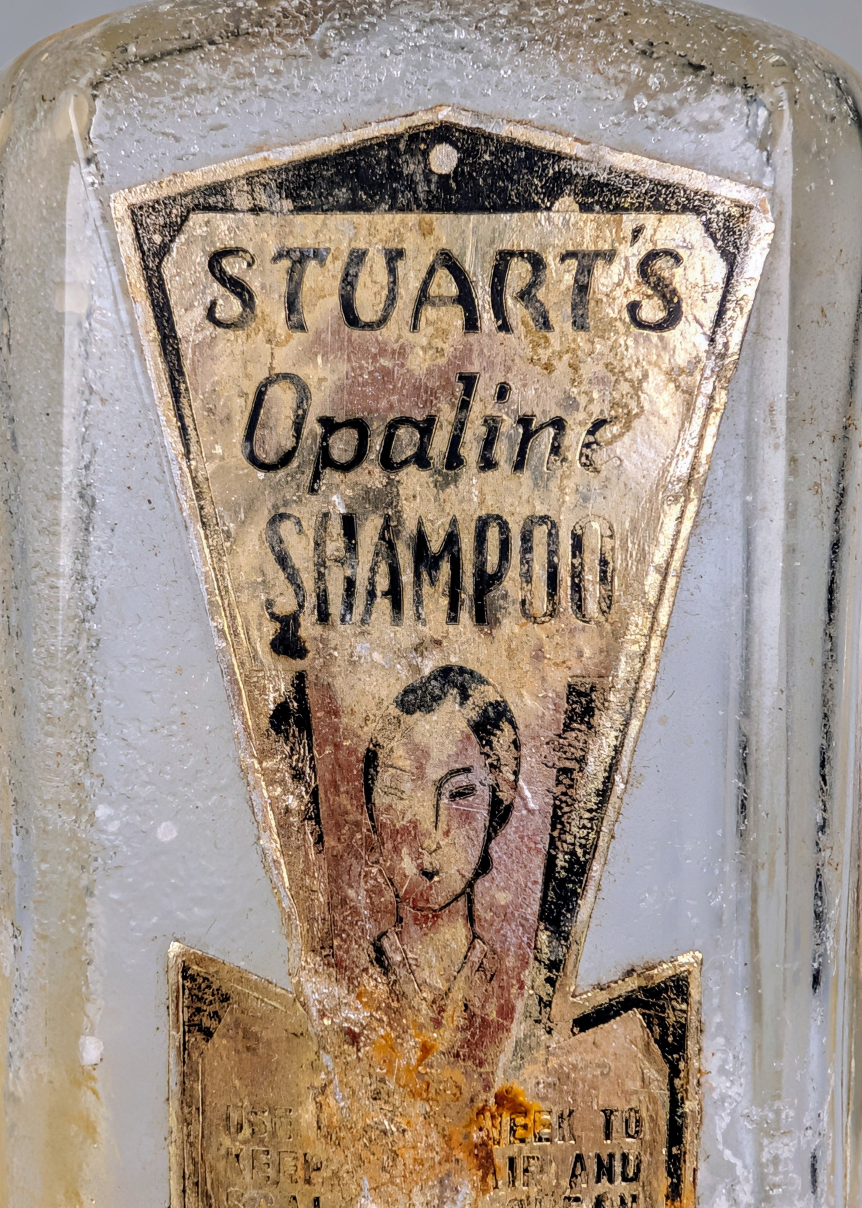 Antique 1920s–1930s Stuart’s Opaline Shampoo Bottle Art Deco Vanity Rare Survivor