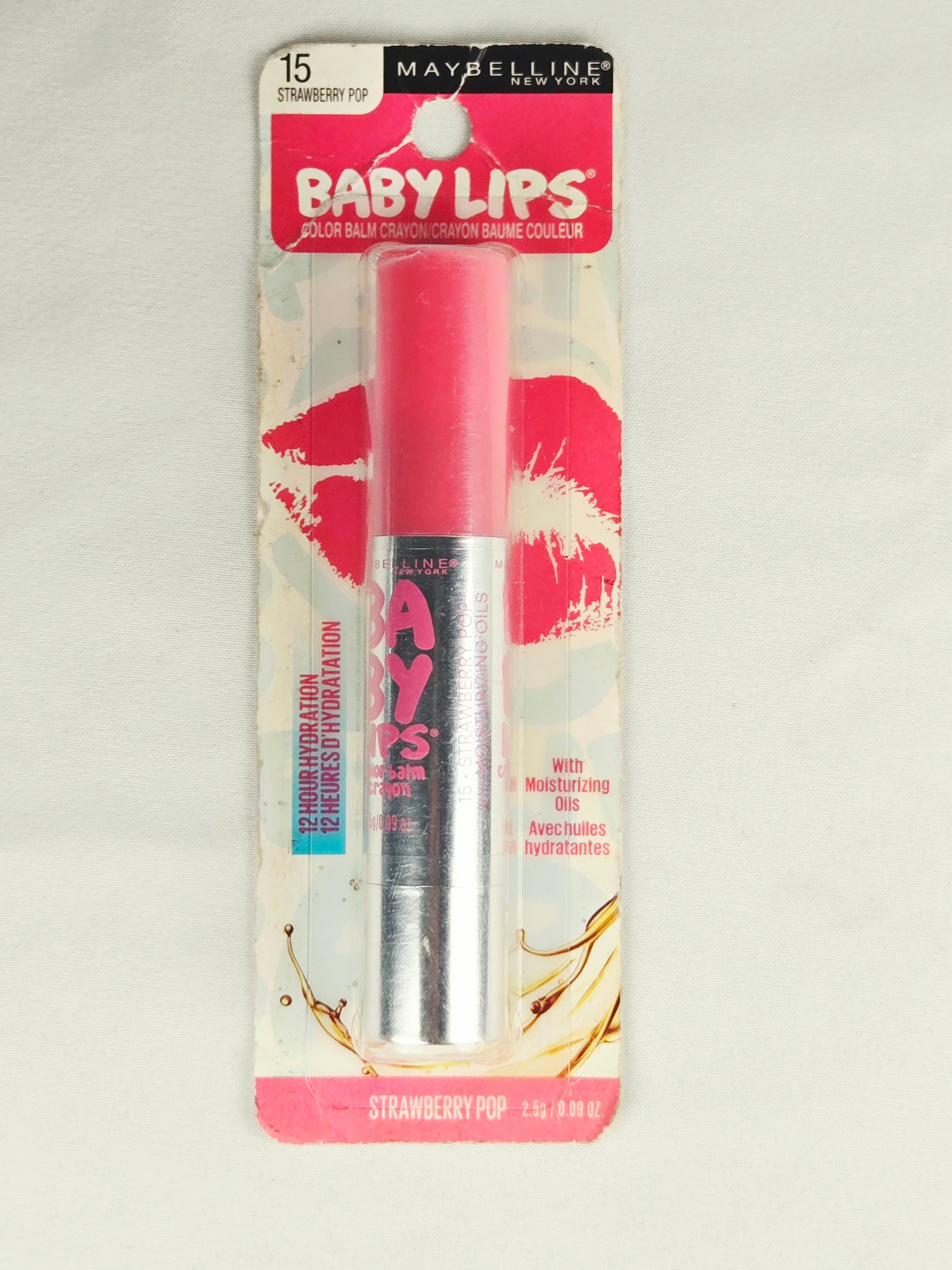 Maybelline Baby Lips Color Balm Crayon – Strawberry Pop (15) Hydrating Lip Color Crayon New Sealed