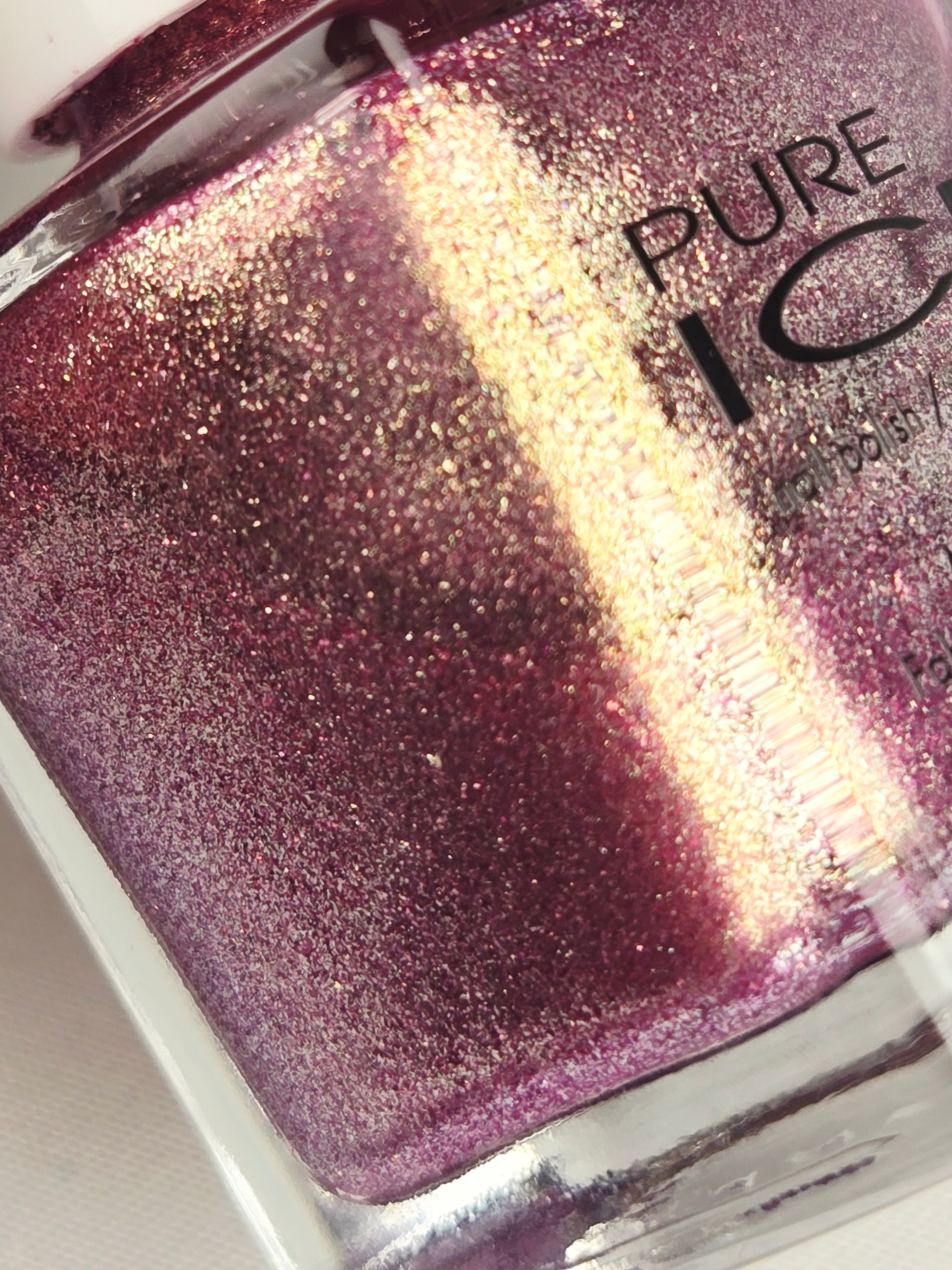 Pure Ice “Day to Night” Nail Polish – Shimmering Pink Base w/ Rose Gold & Purple Duochrome Nail Lacquer- Y2K Discontinued