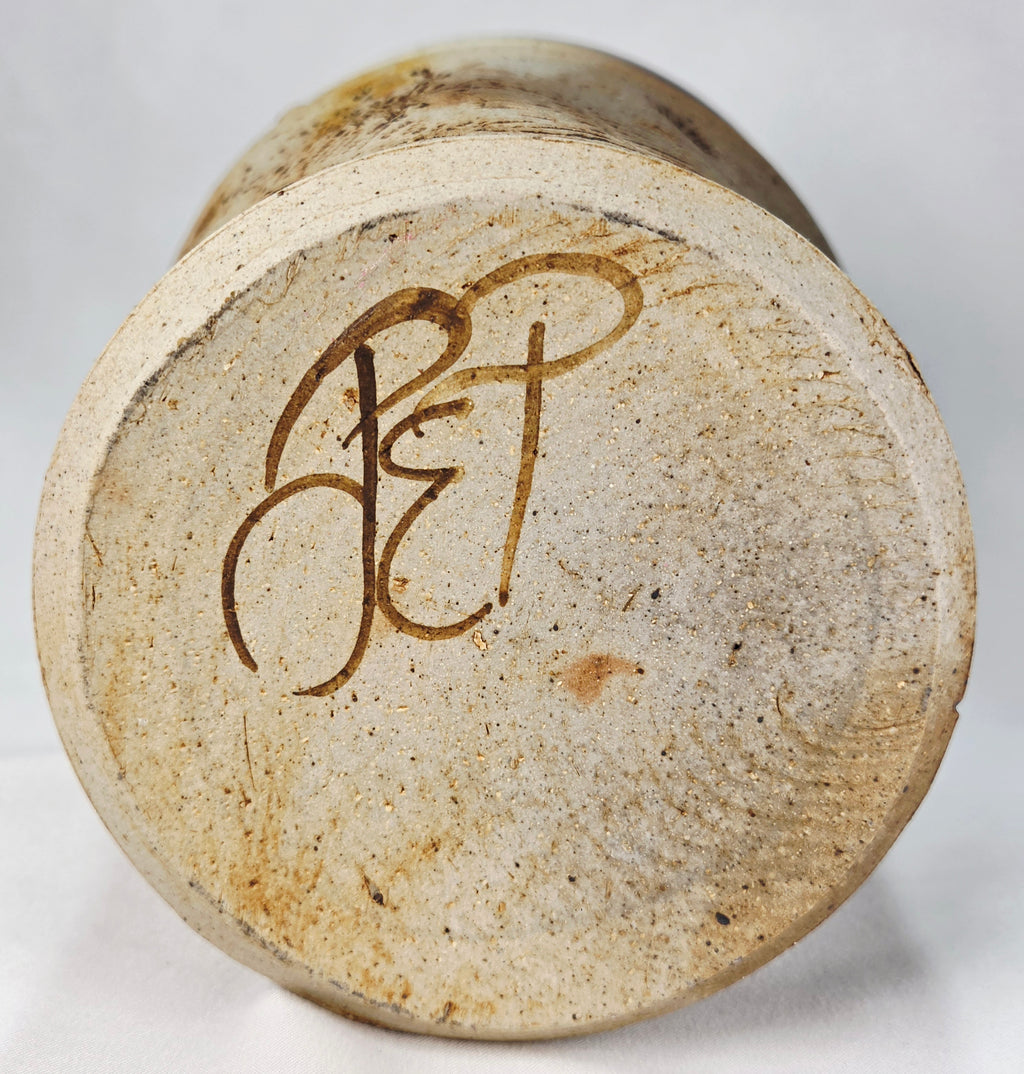 Handcrafted Studio Pottery Botanical Vase | Signed Artisan Stoneware Vase | 6" Rustic Floral Ceramic Home Decor