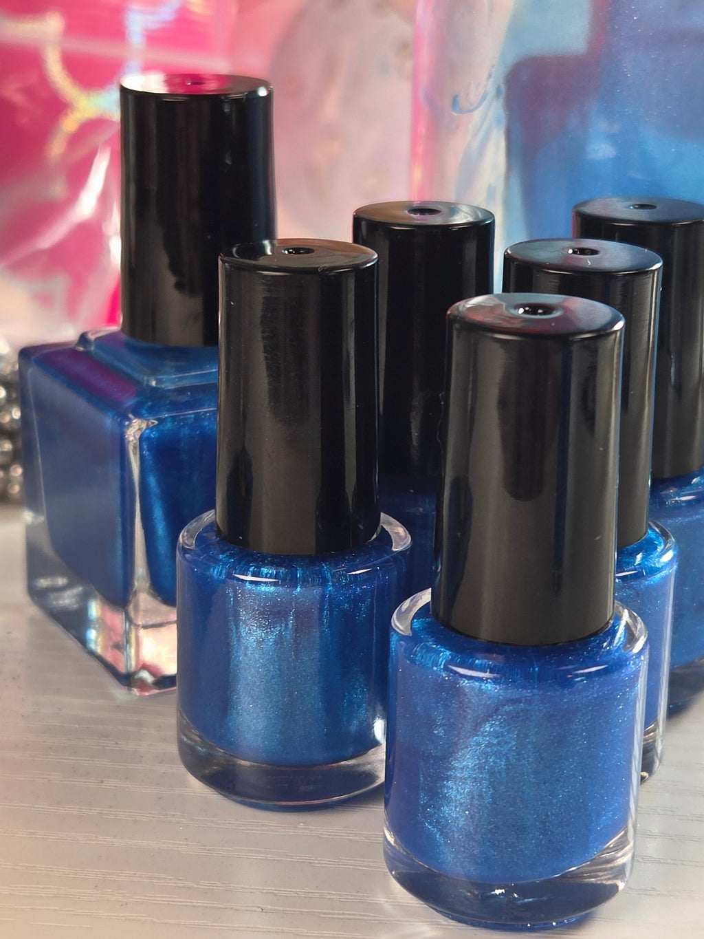 Ioniwave- Electric Blue Diamond Shimmer Nail Polish Metallic Indie Lacquer 15ml Handmade- Liquid Krystal Co