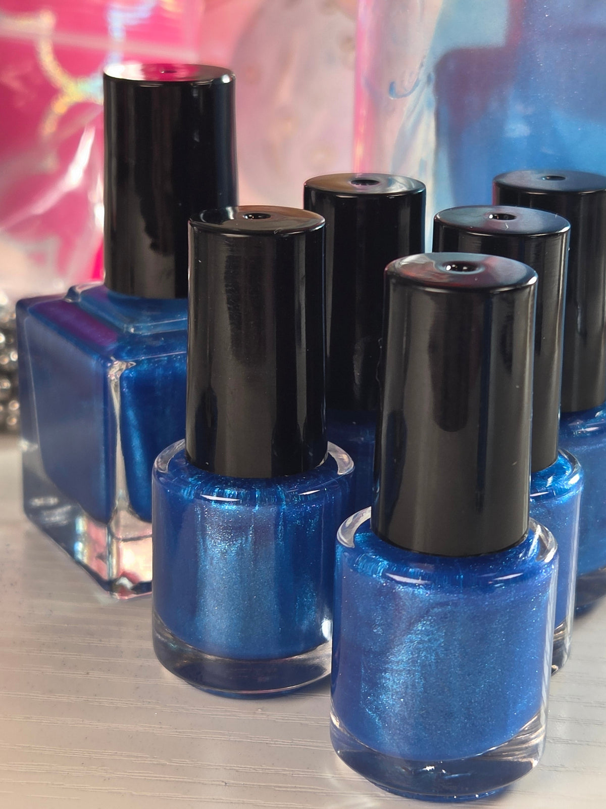 Ioniwave- Electric Blue Diamond Shimmer Nail Polish Metallic Indie Lacquer 15ml Handmade- Liquid Krystal Co
