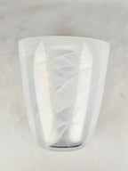 Iridescent Frosted Glass Vase – Swirl Pattern Opalescent Small Decorative Vessel