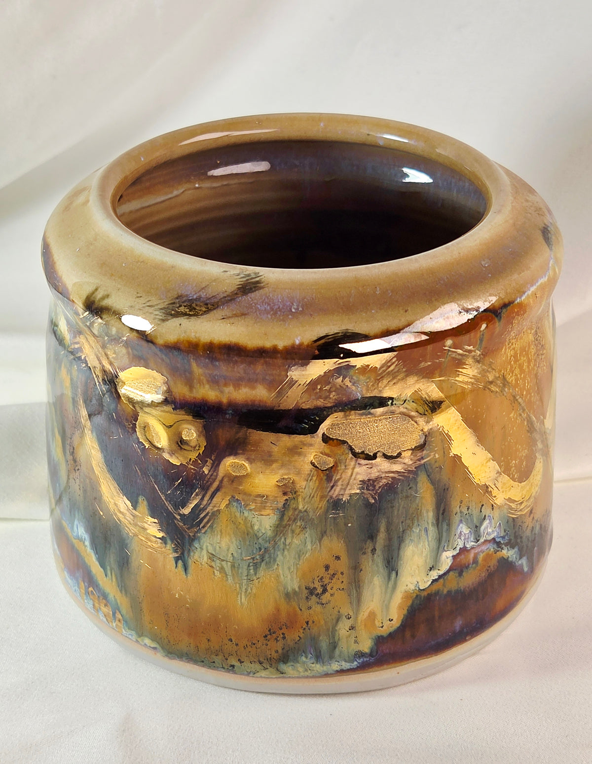 1991 Weintraub Signed Studio Art Pottery Vase – Iridescent Metallic Luster Glaze