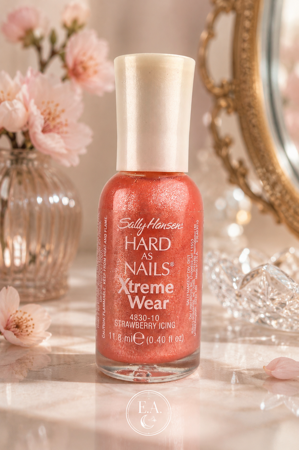 Sally Hansen Hard As Nails Xtreme Wear Strawberry Icing #10 | Discontinued Pink Shimmer Nail Polish | 11.8 mL Collectible