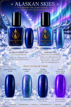 Liquid Krystal Co. Prototype -2027- NOT FOR SALE - Alaskan Skies Collection | Alaskan Night Sky & Aurora Veil Duo | 2 Piece Indie Nail Polish Set | 1/2 oz Bottles