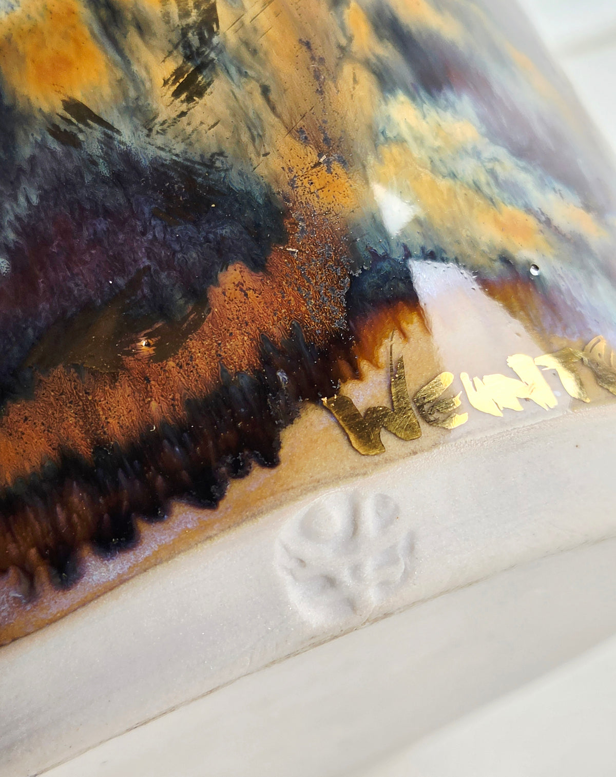 1991 Weintraub Signed Studio Art Pottery Vase – Iridescent Metallic Luster Glaze