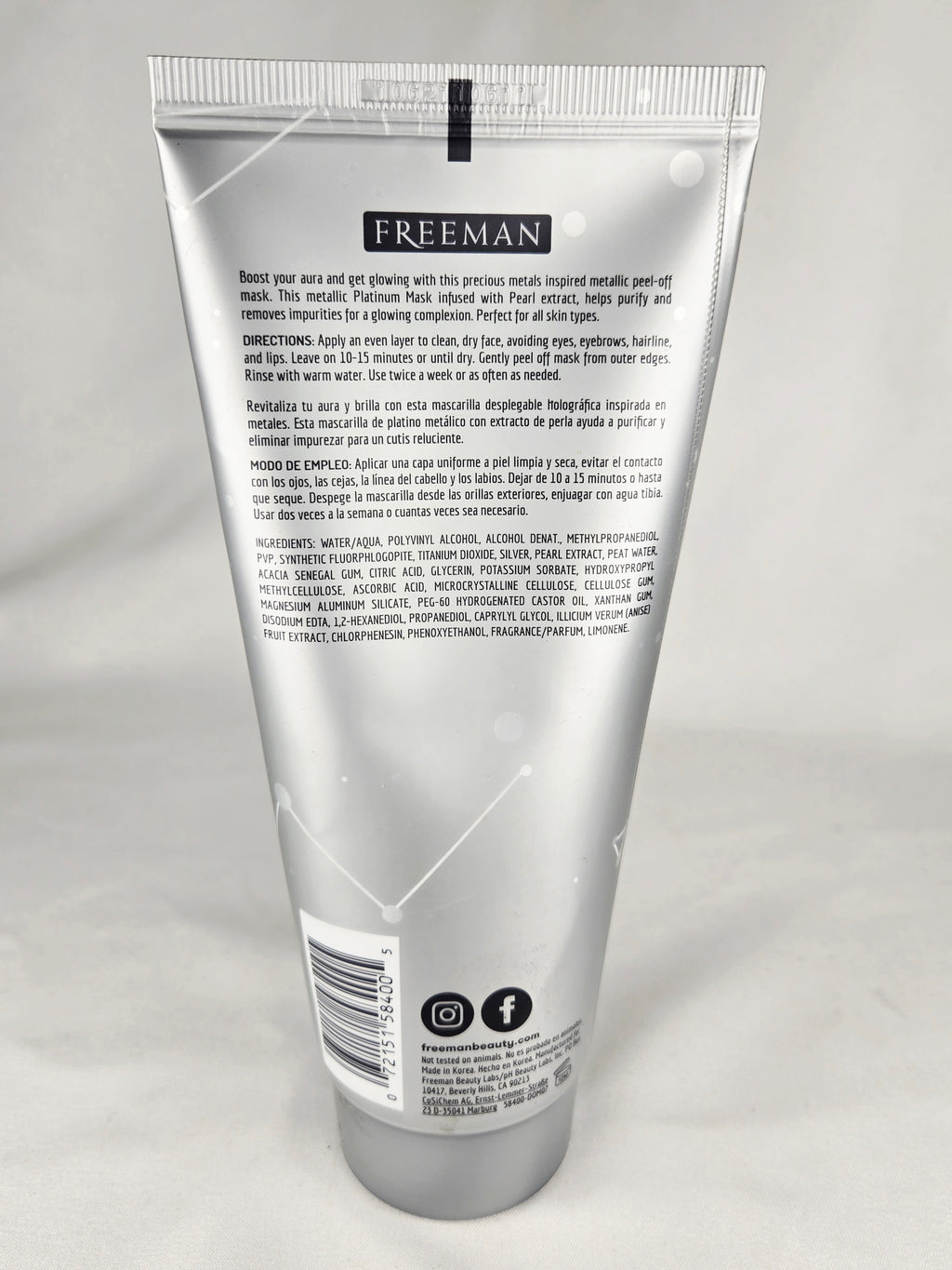 Freeman Cosmic Metallic Peel-Off Mask Purifying Platinum 6 fl oz