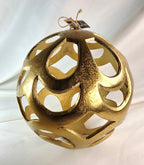 Handcrafted Gold Metal Openwork Orb Sculpture 8" Decorative Sphere India