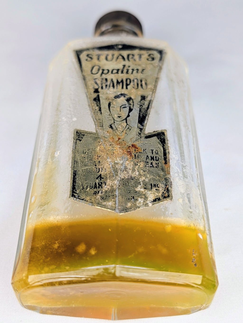 Antique 1920s–1930s Stuart’s Opaline Shampoo Bottle Art Deco Vanity Rare Survivor