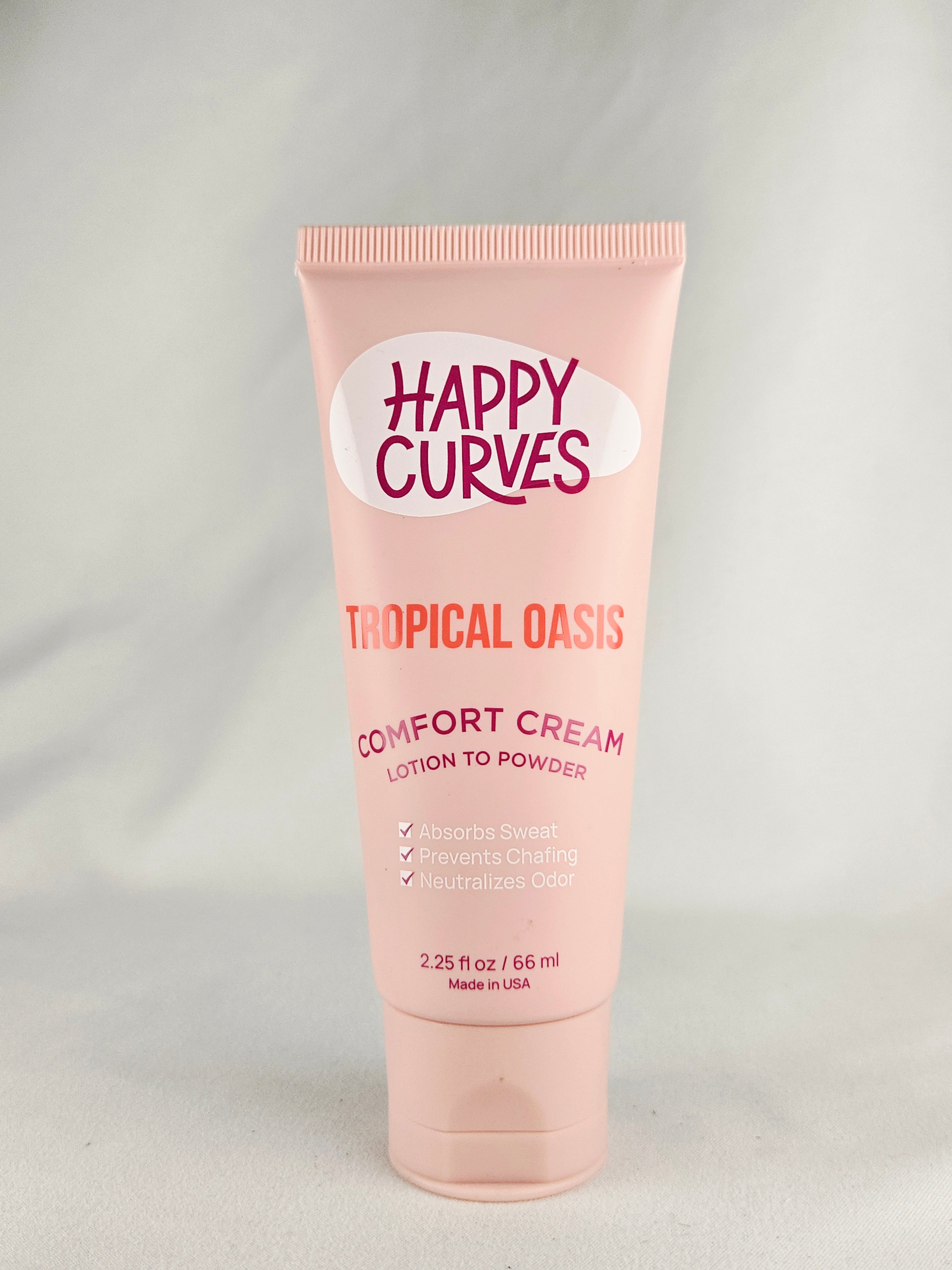 Happy Curves Tropical Oasis Comfort Cream Lotion to Powder Anti Chafing 2.25 oz