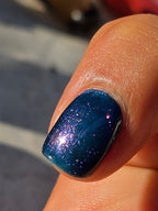 Diana’s Dalliance – Deep Sapphire Blue with Purple Gold Pink Shift Handmade Indie Nail Lacquer | Liquid Krystal Co.